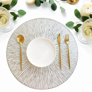 Bronzing Fireworks Placemat PVC Table Mat Western Restaurant Solid Color Hollow Insulation Household Western Plate Mat