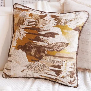 Brown Abstract Jacquard Cushion Cover Artistic Pattern Cushion Covers for Sofa Bedroom Modern Farmhouse Home Decor Lap Pillow