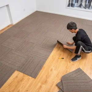 Brown Brown Interlocking Carpet Tiles for Home Commercial square Tile Rug