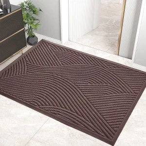 Brown Custom Welcome Rubber PVC Door Mat Logo Mat for Outdoor Front Entrance Office and Kitchen Washable and Easy Cleaning