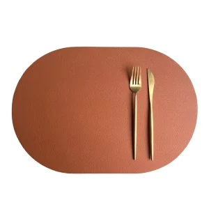 Brown Factory Custom Logo Small Quantity Leather Elegant Placemat Pad Dining Table Mat Decor Mat Heat Insulation Placemats