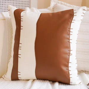 Brown White Lap Pillow Patchwork Cushion Cover Modern Minimal Pillows Cushion Covers for Sofa Bedroom Farmhouse Home Decor