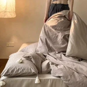 Brushed 100% Cotton 4 Piece Comforter Set Floral Minimalist Soft Breathable Organic Eco Friendly