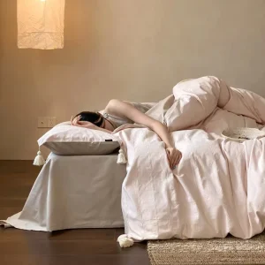 Brushed 100% Cotton 4-Piece Comforter Set Jacquard Minimalist Breathable Organic Winter Home Textile