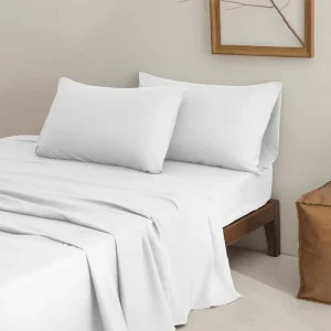 Brushed Microfiber Bed Linen Bedding Set Flat Fitted Sheet Bedsheet With 2 Pillow Case for Hotel