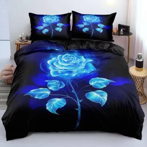 Brushed Microfiber Flower Patterns Duvet Cover Set 3D Digital Print Cartoon Nordic White Bedding OEM Custom