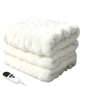 Bubble Faux Rabbit Fur Electric Heated Blanket Heat Settings Timer Auto Shutoff Soft Warm Electric Heating Blanket for Bedroom