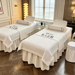 Bubble Gauze Beauty Bed Cover Five star Luxury Hotel Health Club SPA Massage Beauty Salon Bed Sheet Customization LOGO