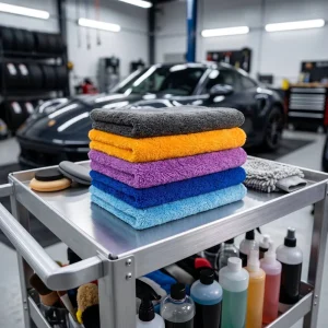 Buffing & Polishing Edgeless Coral Fleece Microfiber Towel Sonic Cut Absorbent Professional Auto Detailing Car Wash Towel