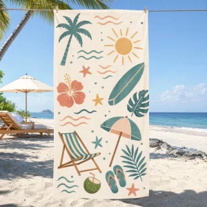 Bulk 100% Cotton Terry Beach Towel Custom Logo Sublimation Large Oversized Absorbent Pool Resort Hotel Towel