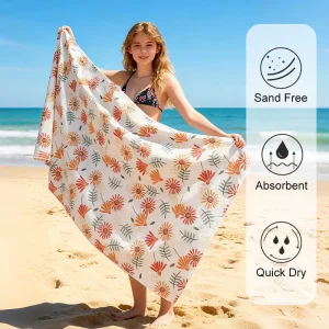 Bulk Custom Printed Novelty Modern Double Sided All Season Microfiber Beach Towel 90x180cm Quick Dry Sand Free Eco Friendly