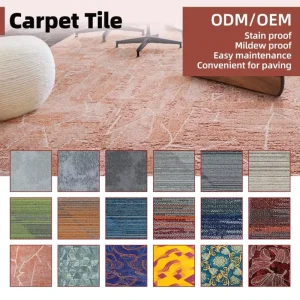 Bulk Modular Carpet Tiles with OEM Custom Pattern and Color Options Commercial Grade 50x50cm Flooring for Contractors Designers