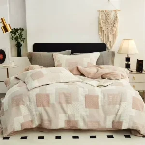 Bulk Supply Printed Three Layer Gauze 100% Cotton 4pcs Bed Sheet Set Warm Retention Wear Resistant Custom