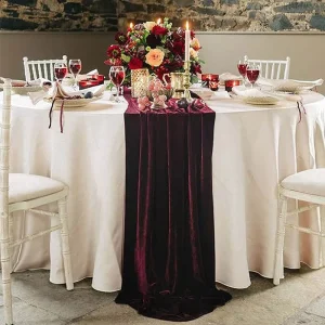 Burgundy Table Runner Velvet Linen