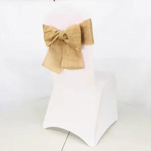 Burlap Chair Sashes Hessian Jute Chair Cover Bows Rustic Linen Chair Bows for Wedding Decoration
