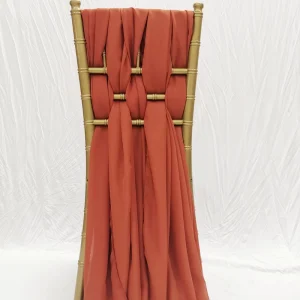 Burnt Orange Rust Wedding Decorative Chiffon Chair Sashes Drapes