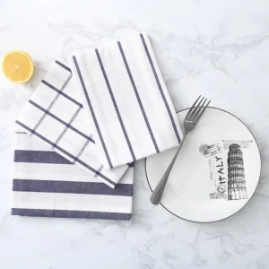 Busyman 100% Cotton Custom Digital Printed Plain Style Eco-Friendly White Kitchen Tea Towels Set Checkered Pattern 400gsm