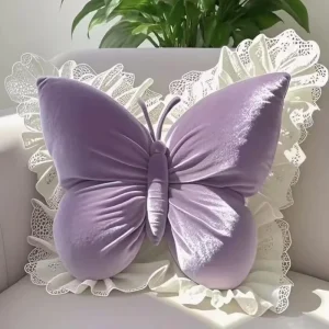 Butterfly Throw Pillow with Lace Edge Lumbar Support Cushion for Office Chair Velvet Butterfly Shaped Decorative Pillow Covers