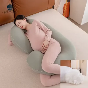C Shaped Green Pregnancy Pillow Sleeping Body Support Maternity Pillow for Back for Women Pregnant