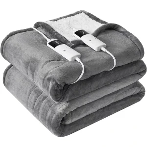CE Flannel Quilted Electric Heating Blanket Throw Machine Washable Dual Control 10 Heating Levels Auto Shut 100% Polyester