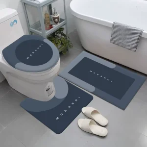 CF Custom Logo Bathroom 3 Pieces Bath Rug Sets Toilet Floor Mat Anti slip Absorbent Mat Carpets Rugs Diatomite Bath Mat