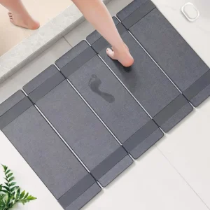 CF Foldable Water Absorbent Bath Diatomaceous Earth Shower Bathroom Floor Mats Rug Diatomite Stone Bath Mat Set Non slip