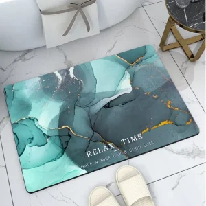 CF Marble Pattern Bathroom Mats Floor Shower Rug Anti Non slip Water Absorbent Diatomite Bath Mats Rubber Door Mat Carpet
