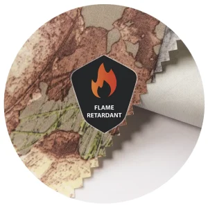 CPAI 84 Peach Skin Twill Fabric 100% Polyester PU 1000 Coated Flame Retardant Printed Backwoods Fabric for Hunting Tent Car Bag