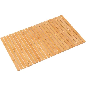 CR Bamboo Bath Mat for Bathroom Wooden Bathmat Sauna Spa Steps Decor and Accessory 24 X 16 Inches (L X W) Natural Color
