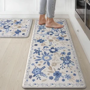 CR Custom Logo PVC Modern Washable Non Slip Standing Cushioned Anti Fatigue Kitchen Mat for Home Office