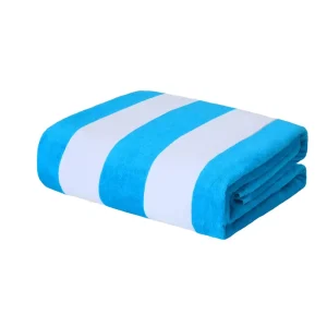 Cabana Stripe Beach & Pool Towel Large Cotton Terry Beach Towel Soft & Absorbent Assorted Colors 30″ X 60″