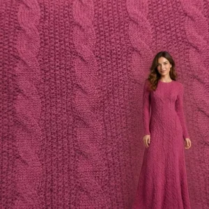 Cable Knit Jacquard Lining Fabric 470 GSM 140 CM Acrylic Polyester Nylon Blend for Dress Making