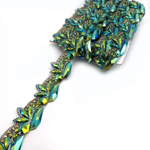 Carnival Decoration Trimming Green AB Resin Gems Iron on Fancy Hot Fix Rhinestone for Home Textile Garment