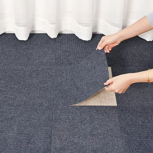 Carpet Tile Carpet Floor Tiles Anti Slip Squares Peel and Stick Comfortable Floor Tile DIY Installation for Bedroom Light Gray