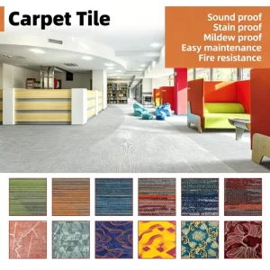 Carpet Tile with Stain Resistant Surface Fashionable Floor Tile Carpet for Office Space Hotel and Commercial Venues