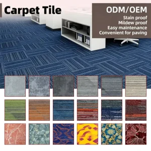 Carpet Tiles 50×50 with Anti slip PVC Backing Stain resistant Carpet Tile for Office and Hotel Carpet Tiles Black