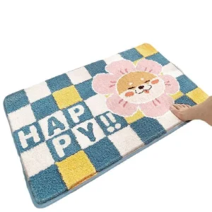 Cartoon Bear Absorbent Non slip Bath Mat Soft Cute Kids Bathroom Shower Rug Quick Dry Entryway Floor Mat for Home Store Decor