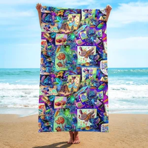 Cartoon Character Print Microfiber Beach Towel Sand Free Quick Dry Lightweight Travel Pool Swim Towel Gift for Kids