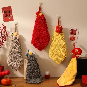 Cartoon Chenille Hand Towel Super Absorbent & Quick Drying Non Fibrous Gentle Cleaning Cloth