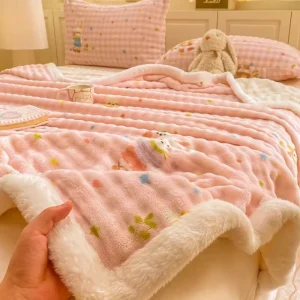 Cartoon Children’s Eco friendly Modern Winter Warm Double sided Velvet Bed Cover Single Piece