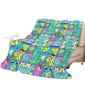 Cartoon Cute Monster Kids Baby Plush Throws Fleece Flannel Travel Sofa Bed Decorative Striped Blanket Customized