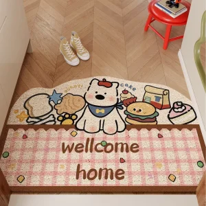 Cartoon Cute Puppy Silk Circle Anti Slip Dust Removing Entryway Door Mat Can Be Cut Size