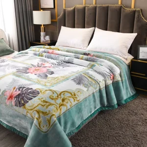 Cartoon Digital Printing Gray-green Thick Raschel Blanket Multifunctional Cover Blanket