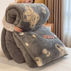 Cartoon Double Sided Snowflake Velvet Breathable Winter Comforter Heavy Weight 3D Stitch All Season Bed Home Dorm Holiday Gift