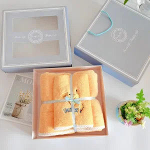 Cartoon Embroidered Kids’ Towel & Bath Towel Customizable with Gift Box