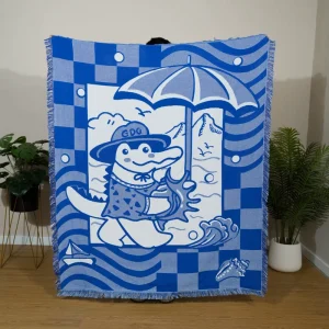 Cartoon Floral Woven Blanket Custom Camping and Picnic Mat