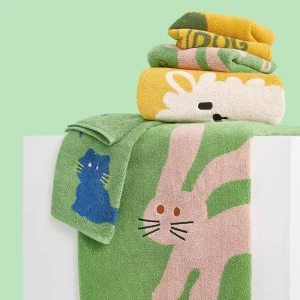 Cartoon Jacquard Bath Towel 100% Cotton Yarn Dyed Woven Luxury Bath Sheet for Children