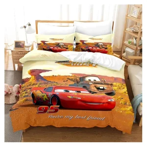 Cartoon Kids Bedding Set Twin Size Car Duvet Cover 3Pcs Comforter Set for Kids Children