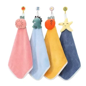 Cartoon Microfiber Hand Towel Super Absorbent Thickened No Shedding No Fading for Kitchen Bathroom Home Use