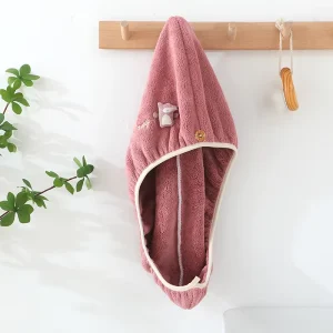 Cartoon Pattern Woven Microfiber Triangle Dry Hair Cap Soft Fluffy Coral Fleece Shower Strong Water Absorbent Quick Dry Hair